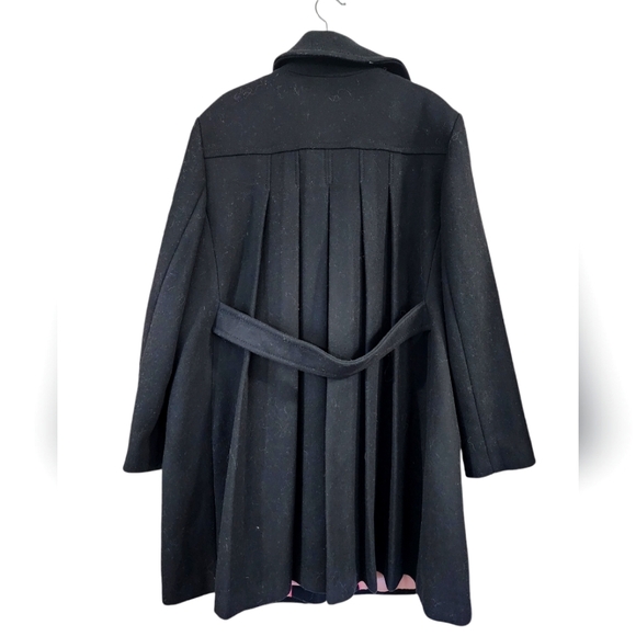 KATE SPADE Black Pleated Reefer A-Line Coat, Size XXL - Picture 3 of 10
